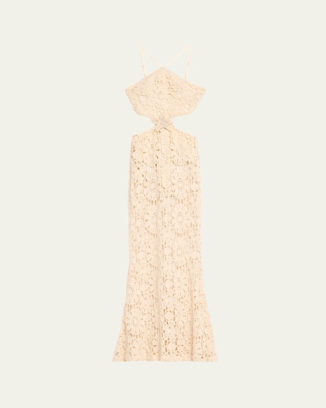 Embroidered Crochet Maxi Dress